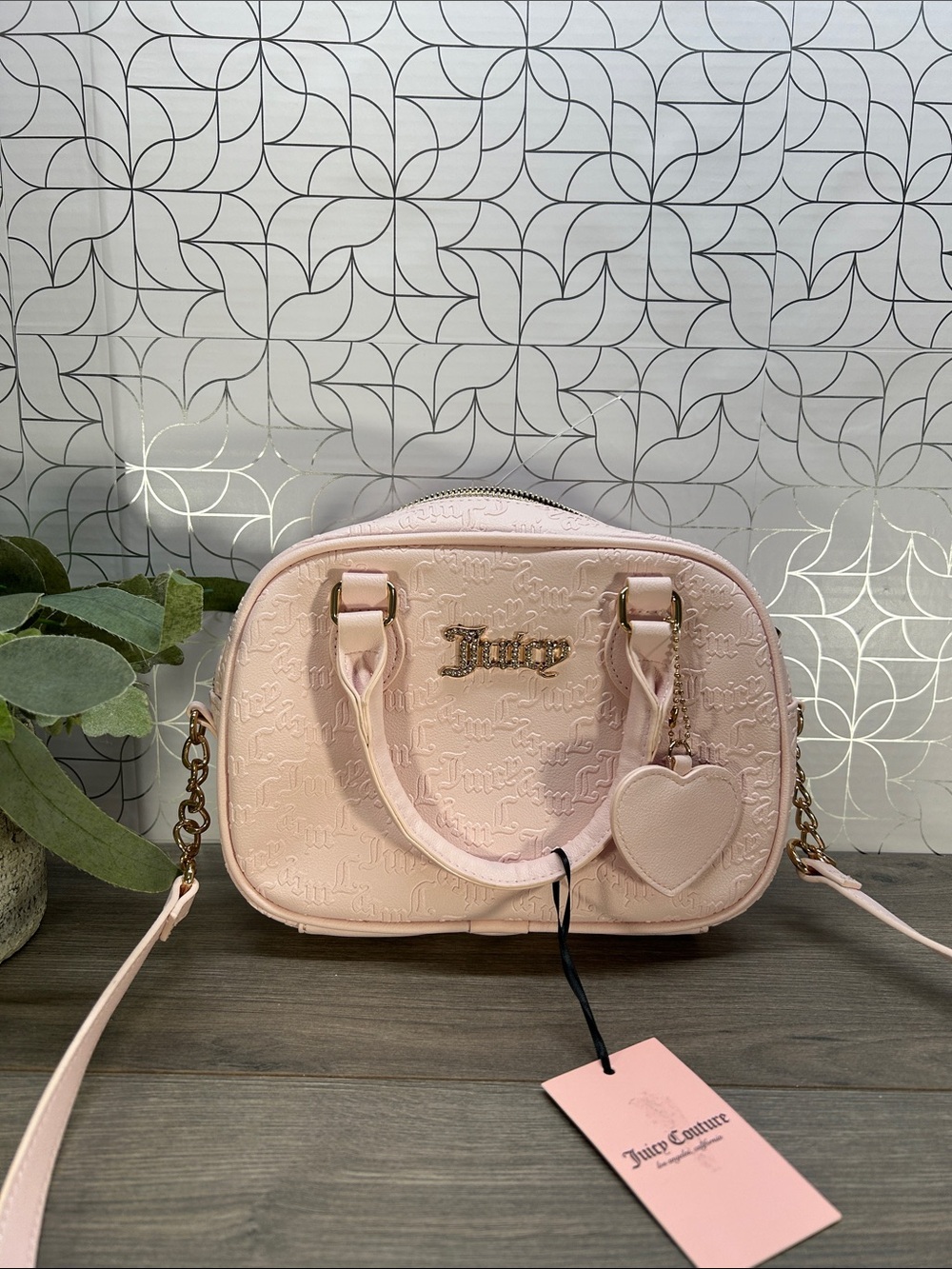 2499 Juicy Couture Pale Pink Embossed Dome Crossbody